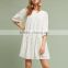 Customized Embroidered With Button Back Half Sleeve Round Neck Latest Cotton Dress