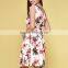 Ladies Sleeveless V Neck Back Zip Large Flower Print Knee LengthParty Dress