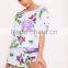 Custom Print Women Floral Print Grey Full Printing Flowers Ladies Pyjama Set Digital Printed Pajama Set