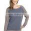 Factory Direct Wholesale Women's Cotton Poly Contrast Raglan Long Sleeve Pullover