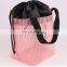 Light Pink Fashion Handle Drawstring Mesh Sundries Storage Bag