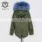 $345 winter clothing fashion raccoon fur collar army green beading jacket manufacturer