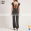 Guangzhou factory allover pinstripe women clothing fitness sport jumpsuit