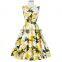 Belle Poque Stock Sleeveless Lemon Print Cotton Retro Vintage Audrey Hepburn style Dresses 50s Pinup BP000002-38