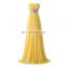 Elegant Yellow Chiffon Long Evening Gowns 2016 Sweetheart Lace-up Back Prom Dress Crystals Vestidos De Fiesta Largos Elegantes