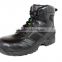 6 Inches black leather steel toe cap military boots with zipper