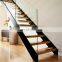 Wood Straight Staircase For Tempered Glass Railing