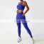 4 Pcs Sportswear Women Yoga Biker Pockets Shorts Oem Gym Fitness One Shoulder Sexy Bra Sets