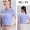 Wholesale Custom Logo Half Zipper Short Sleeve Crop Top Slim Fit Sports Running Yoga Shirt Quick Dry Outfit Clothes For Women
