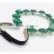 Trending lady jewelry fancy leather chain green crystal necklace