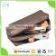 Promotional Double Zipper Dark Brown Makeup Pouch Mini PU Cosmetic Bag