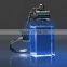Laser cupid engraved crystal rectangle cube keychain, led light key holder