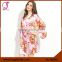 FUNG 3002 Bridesmaid Dove & Dahlia Floral Kimono Robe