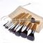 11 Pieces Makeup Brush Set Professional Bamboo Handle Premium Synthetic Kabuki Cosmetics Brushes Kit With Bag