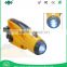 Hand crank dynamo 3 LED camping flashlight rechargeable solar LED camping light with FMAM radio and phone charge
