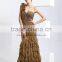 Elegant One-shoulder Beaded Larying Chiffon Long Latest Design Formal Evening Gowns