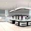 Indian clothing stores display showcase and wooden kiosk for cell phone accessories