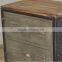 Industrial metal frame wood top Bookcase with fluted doors
