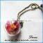 Antiqued Brass Glass Globe Jewelry necklace with dried flower