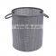 Round style laundry hamper with closing and rope handle, non-woven fabric laundry basket