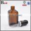 square 50 ml amber glass vial with black press dropper