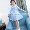 Princess clothes turn down embroidery collar girl dress long sleeve princess costume kids fashion winter dress