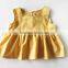 Fashion Design Baby Cotton Clothes Little Girl Cotton Soild Blue Dress Girls Party Dresses With White Bowknot