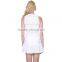 Breathable white skort mesh tennis wear for lady fitted tank top and pleated mini skirt