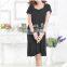 Lace trim square neck short sleeves bamboo sleep gown solid colors