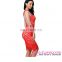 Wholesale elegant slim fit long sleeve Cocktail red lace dress