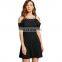 OEM Black Lace Panel Cami Dress Spaghetti Strap Patchwork A Line Mini Cocktail Dress