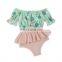 Toddler Sunflower Off Shoulder Top And High Waist Short Fancy Clothes Girls Summer Clothing