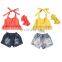Summer Toddler Kid Baby Girl Clothes Strap Top Holey Denim Shorts Headband 3Pcs Outfit Set