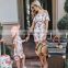 Mom and Daughter Dress Off Shoulder Ruffles Floral Mini Dress Vestido mae e filha Mother and Daughter Clothes