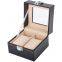 Pu Leather Watch Case With Window-Double Watch box，wooden watch packaging box，customize logo watch cases