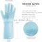 Reusable Silicone Dishwashing Gloves, Pair of Rubber Scrubbing Gloves for Dishes, Wash Cleaning Gloves With Sponge Scrubbers
