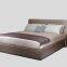 Luxurious genuine leather and fabric upholstered bed BB1601-15 with unique shape headboard bed