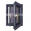 Double glass black aluminium thermal break swing window for house