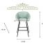 K&B hot sale modern cheap Simple Exquisite Design green Durable Tall metal legs velvet Counter Bar Stool chair with back