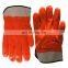 HY Canvas cuff sandy orange pvc coated gloves