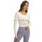 Ready to ship women fitness workout clothing new arrival women inset bra long sleeve gym yoga crop top