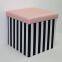 Foldable storage polyester ottoman-Striped Pattern