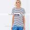 Women 2016 casual t shirt arrival 100%cotton fashion stripe short sleeve women's clothing TS030