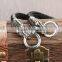 Gorgeous Dragon Head Clasp Design Silver Leather Braided Bracelets For Men
