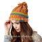New customize pom pom knitted teenagers knitted beanie knitted cap