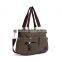 Hogift Hot Selling Vintage Customized Khaki 100% Cotton Canvas Messenger Bag Satchel Shoulder Bag for women