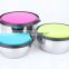 stainless steel metal rice mixing bowl with silicone lid