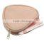 Customized pink heart shape coin purse wallet, soft leather zipper coin pocket