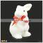 ceramic rabbit figurines white flock rabbit fur