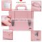 2016 Popular Pink Pvc Small Beauty Eyelash Foldable Rolling Cosmetic Makeup Display Case With Mirror For Girl